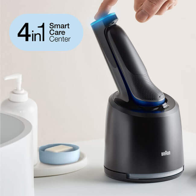 Braun Barbeador elétrico para pele sensível, barbear molhado e seco, série  6 6075cc, com aparador de barba, Clean & Charge SmartCare Center e estojo  de viagem de couro, recarregável, preto : 