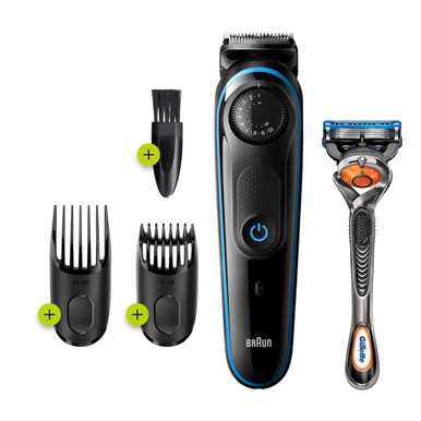 Beard Trimmer 3 for and Hair, precision dial, Gillette Fusion5 ProGlide razor, BT3240