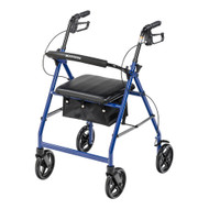 4 Wheel Rollator McKesson Blue Adjustable Height Aluminum Frame