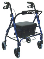 4 Wheel Rollator drive Blue Adjustable Height / Folding Aluminum Frame
