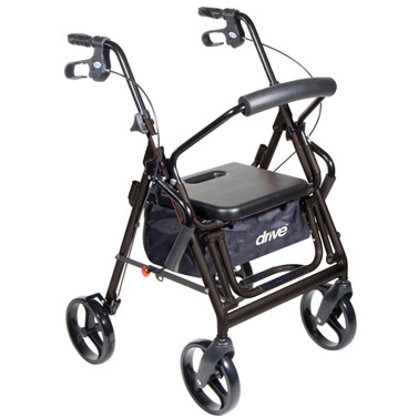 4 Wheel Rollator / Transport Chair drive Duet Black Adjustable Height / Transport / Folding Aluminum Frame