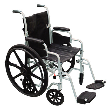 Lightweight Wheelchair drive Poly-Fly Desk Length Arm Swing-Away Footrest Black Upholstery 18 Inch Seat Width Adult 250 lbs. Weight Capacity