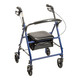 4 Wheel Rollator drive Blue Adjustable Height / Folding Steel Frame