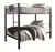 
Master Item Number: B106-59
Description: Twin/Twin Bunk Bed w/Ladder
Series: B106 Dinsmore
Colors: Black/Gray
Style: Contemporary
Status: Current
Includes twin/twin bunk bed with ladder
Made of tubular metal with durable powdercoat finish
Sturdy ladder leads to top bunk
The Consumer Product Safety Commission states top bunks not be used for children under 6 years of age
Built-in slats eliminate need for foundations/box springs
Mattresses available, sold separately
Assembly required