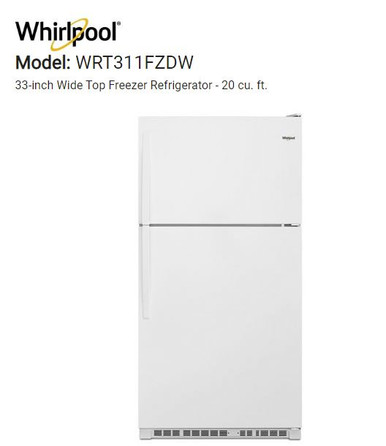 Whirlpool 20 Cu Ft Top Mount Refrigerator In White - Morgan's