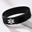 Medical ID Bracelet with Silicone Rubber and Stainless Steel Plate