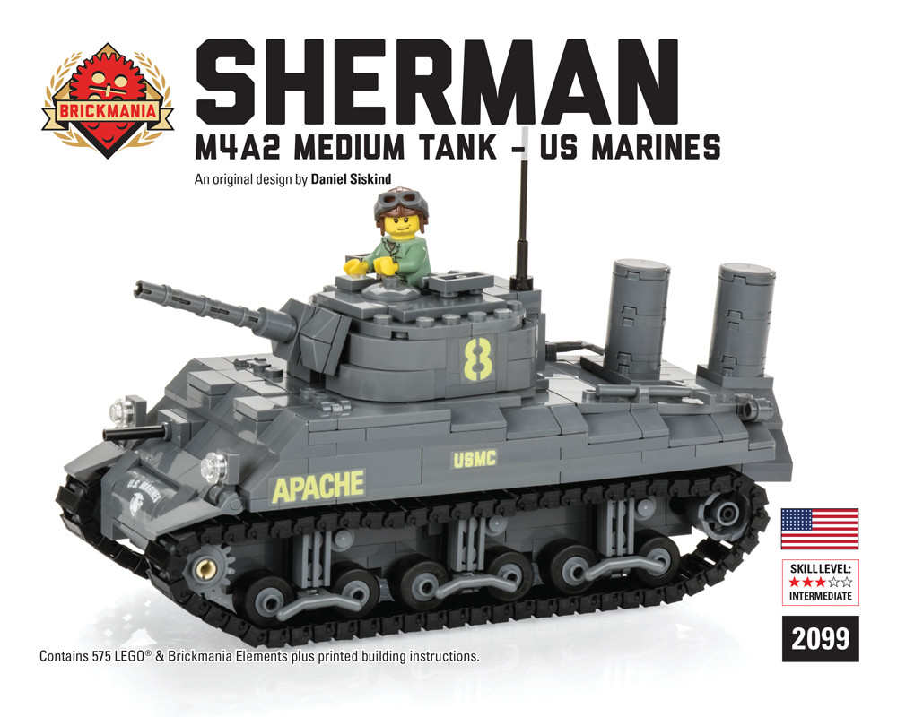 M4A2 Sherman Medium Tank - US Marines - Brickmania Toys