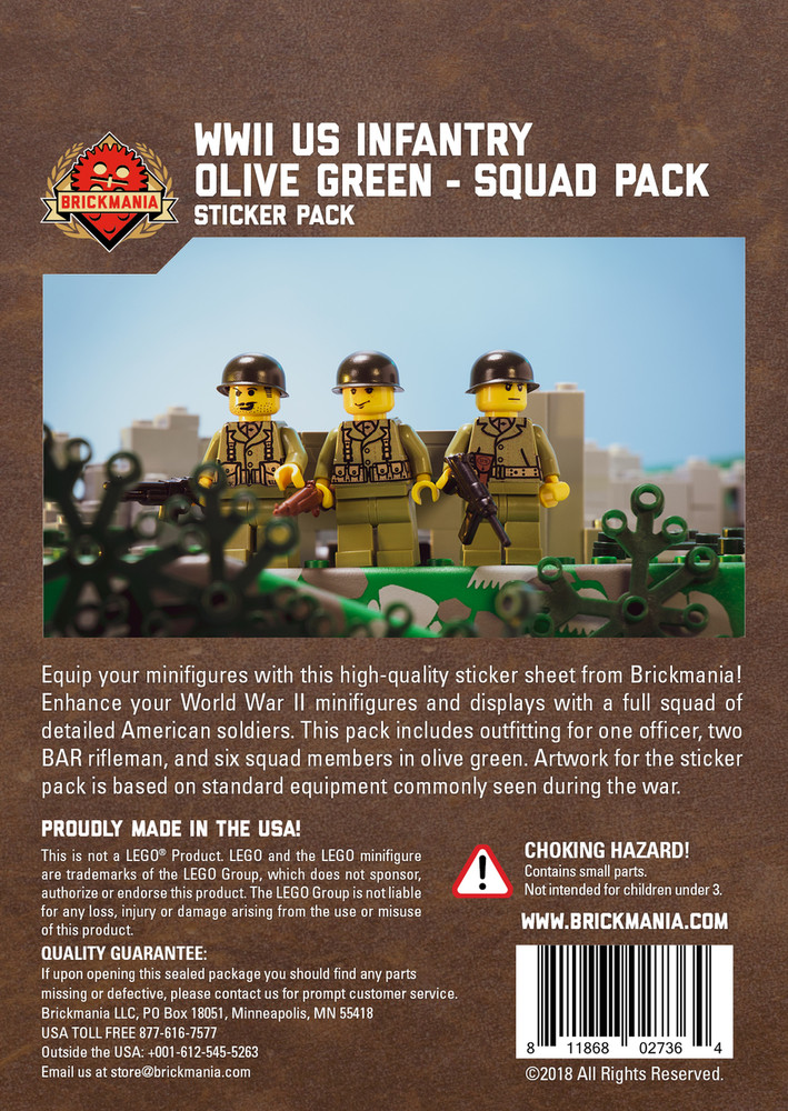WWII US Infantry Olive Green - Squad Pack - Stickers