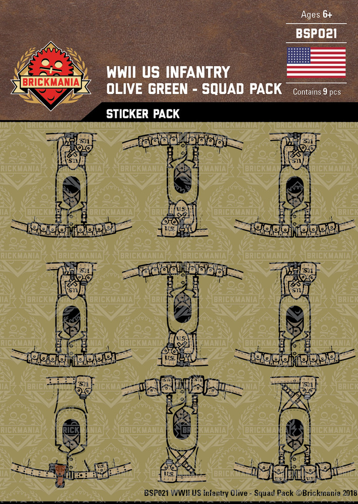 WWII US Infantry Olive Green - Squad Pack - Stickers