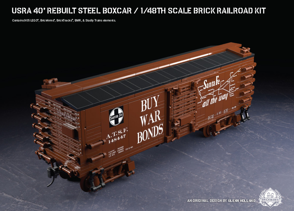 USRA 40’ Rebuilt Steel Boxcar - 1/48th Scale Brick Railroad Kit