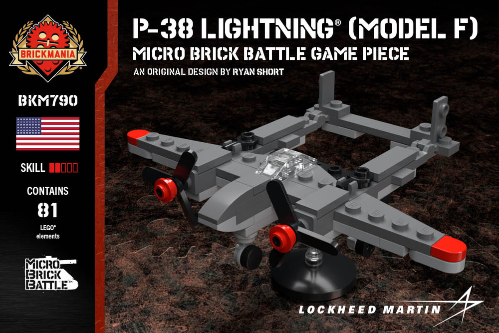 P-38 Lightning® (Model F) - Micro Brick Battle Game Piece