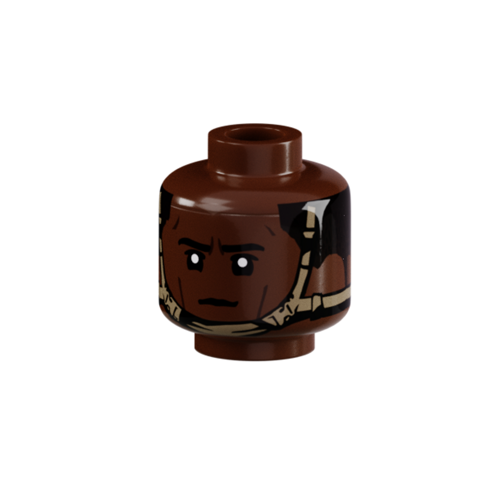 Minifig Head with Fast Helmet Straps Male - Reddish Brown