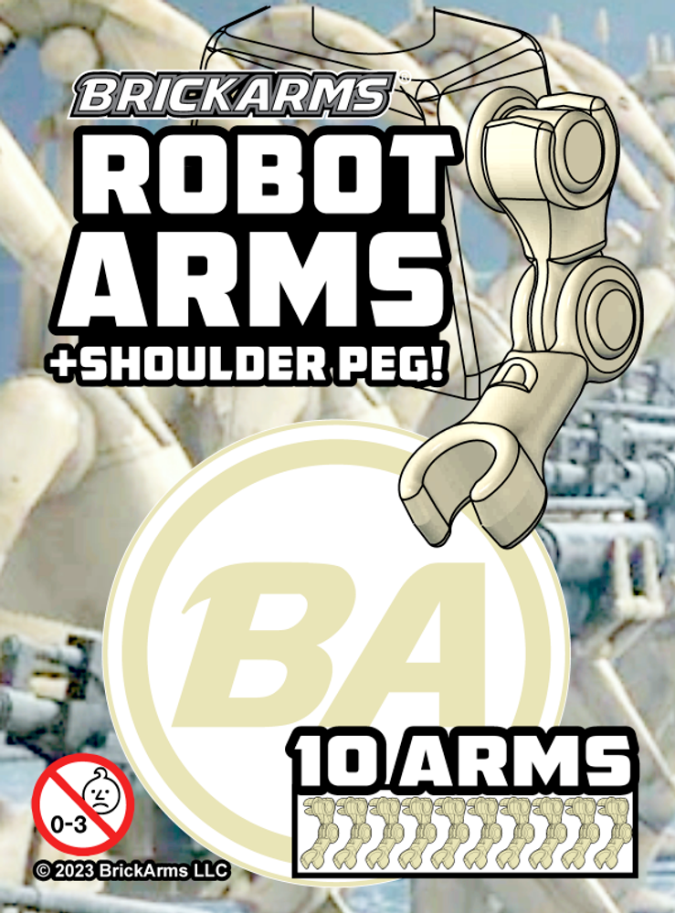 BrickArms® Robot Arms with Shoulder Peg (10 Arms)