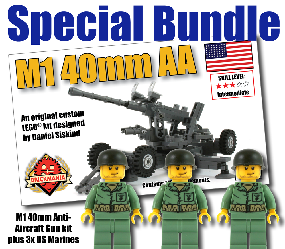 M1 40mm Anti-Aircraft Gun + 3 US Marines Bundle