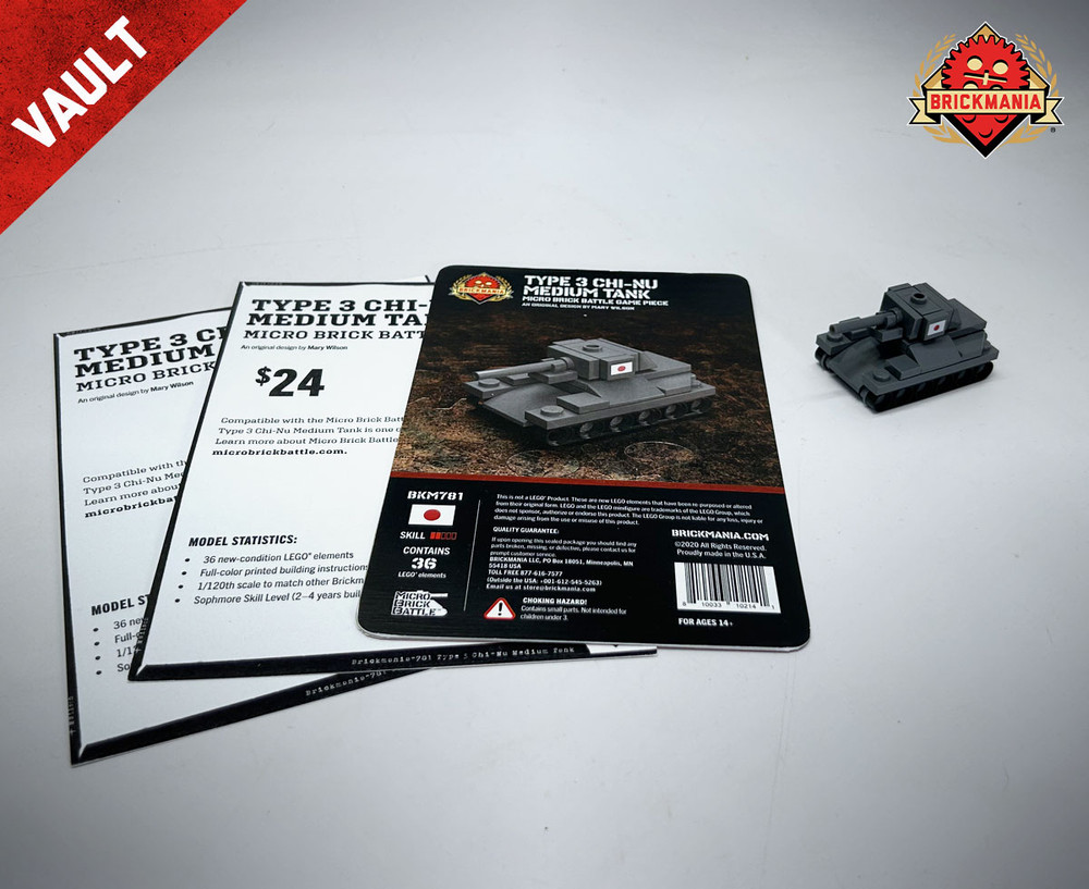 Type 3 Chi-Nu Medium Tank - Micro Brick Battle Game Piece - BKM Vault