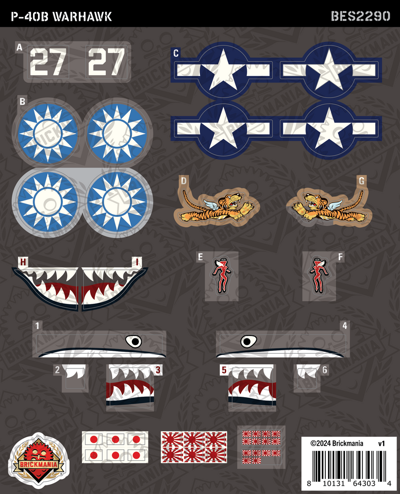 P-40B Warhawk (BKE2290) - Sticker Pack