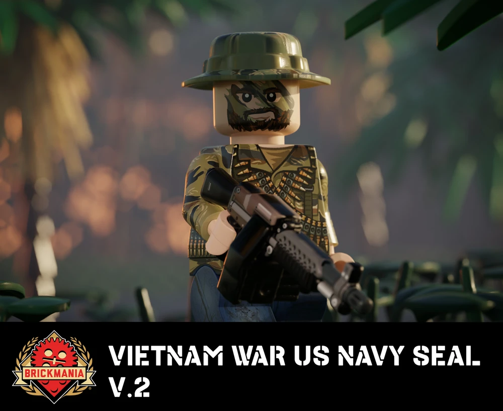 Vietnam War US Navy SEAL V.2 with Perfect Caliber™ BrickArms® Stoner Mk63 + Ammo Can