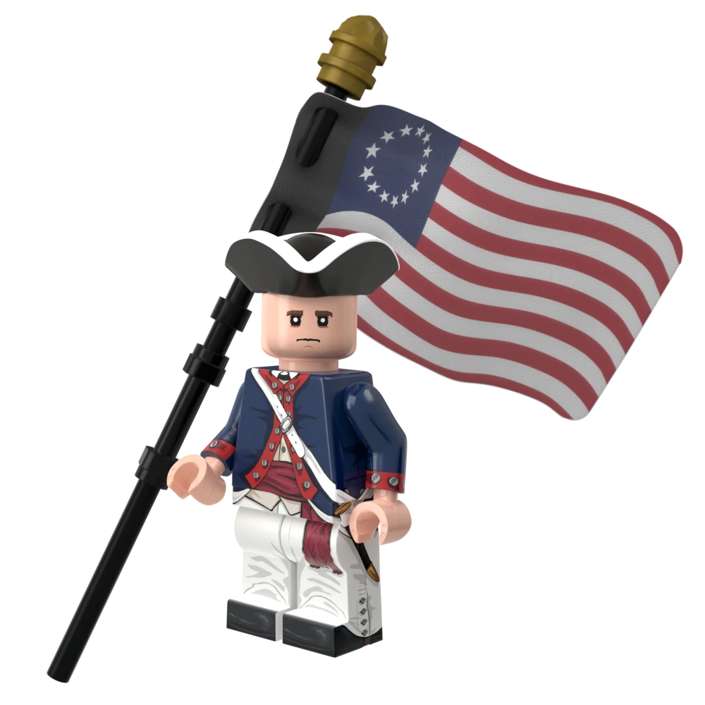 American Revolutionary War Colonial Army Standard Bearer with Flag