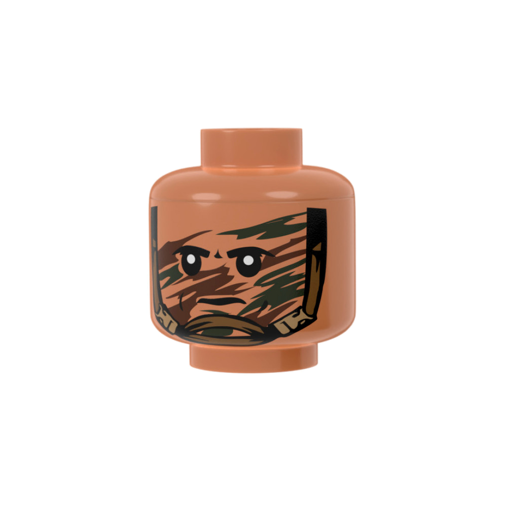 Minifig Head with Fast Helmet Straps & Camouflage