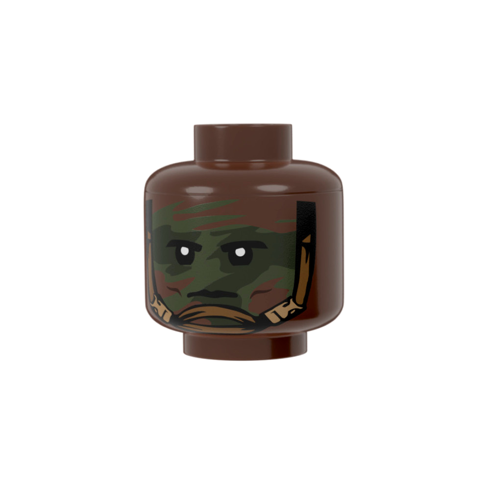 Minifig Head with Fast Helmet Straps & Camouflage