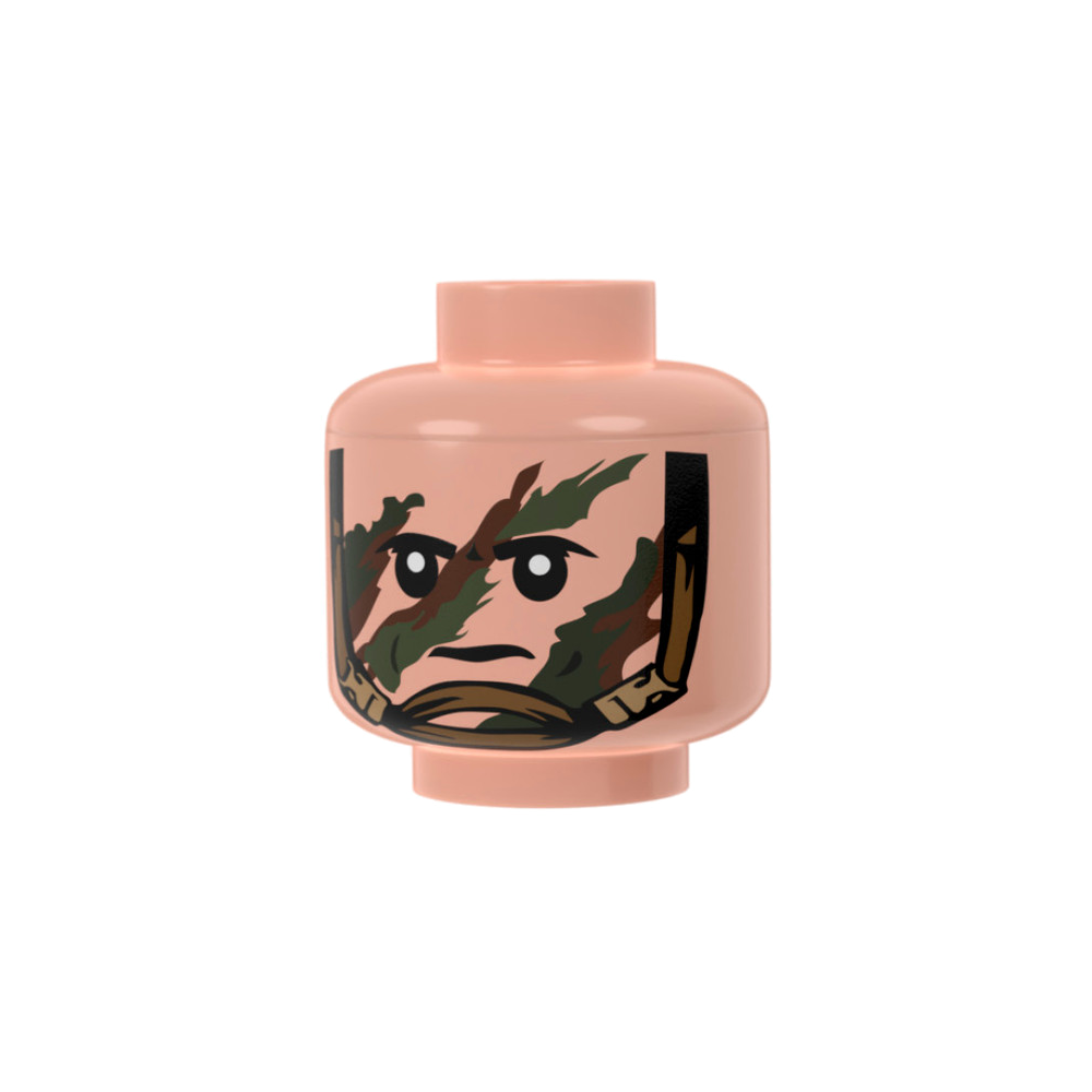 Minifig Head with Fast Helmet Straps & Camouflage