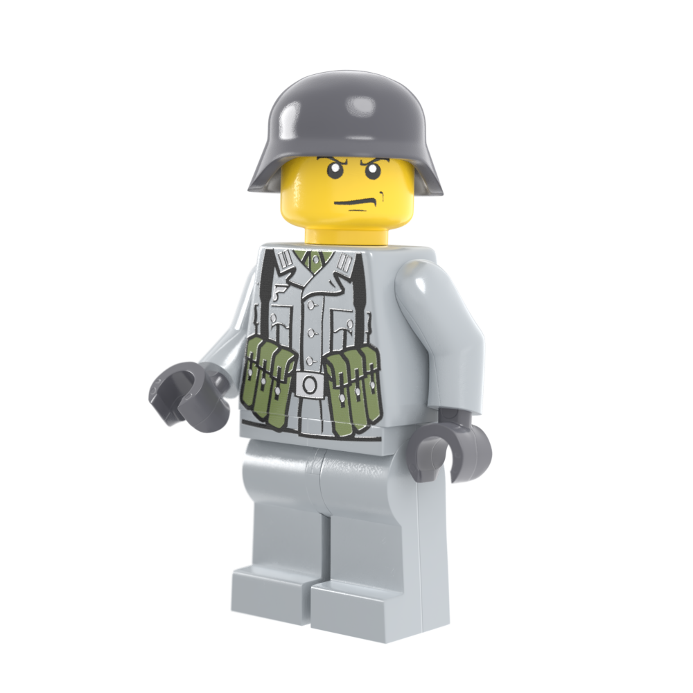 WWII German Soldier with MP40 Pouches - Light Gray