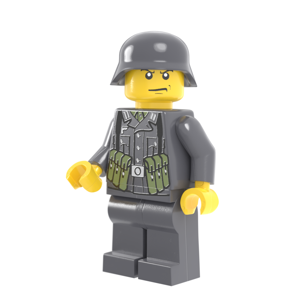 WWII German Soldier with MP40 Pouches - Dark Gray