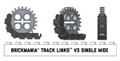 Brickmania® Track Links™ V3 - Chevron Single  Wide - Black - x150