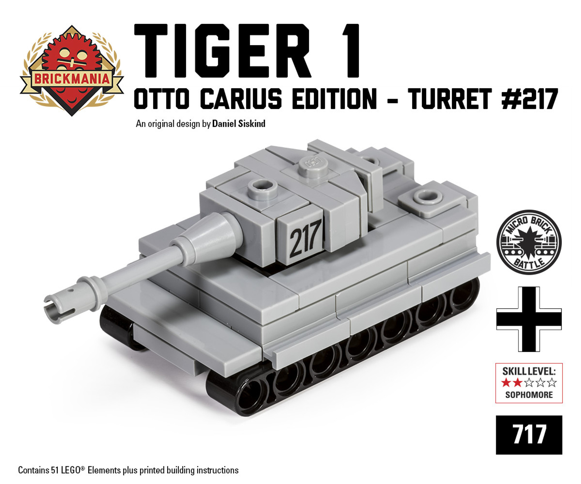 Micro Brick Battle - Tiger I - Turret 217 Otto Carius