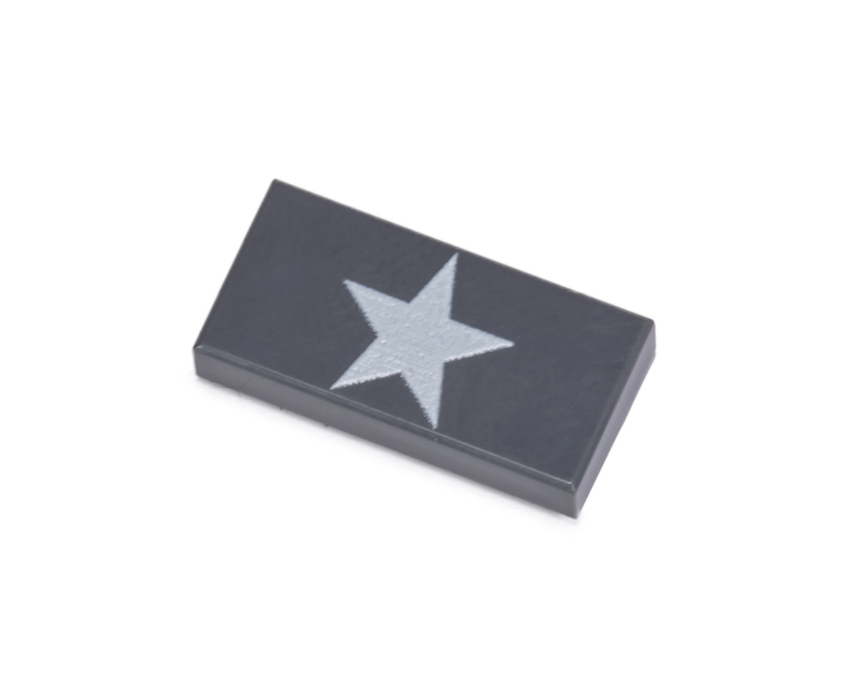 1x2 Allied Star Tile - Dark Gray - Brickmania Toys