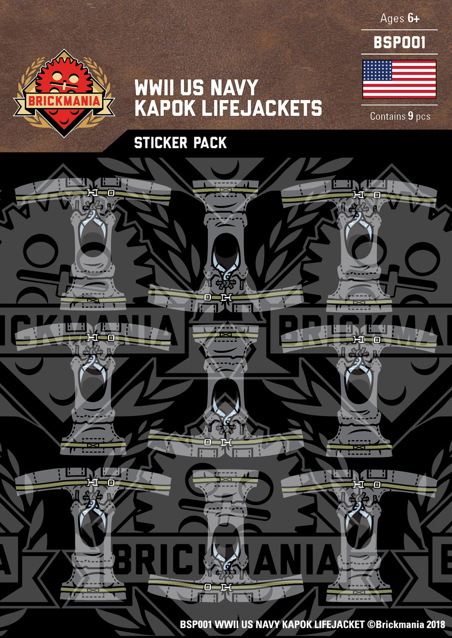 WWII US Navy Kapok Lifejackets Sticker Pack - Brickmania Toys