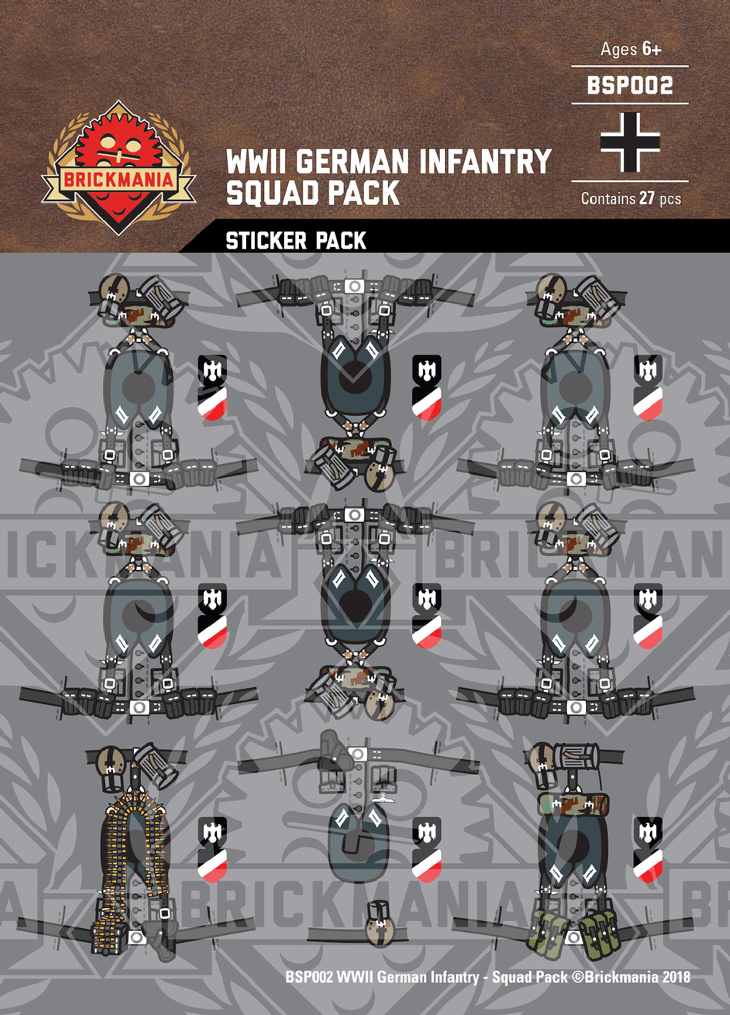 WWII German Infantry - Squad Pack - Sticker Pack - Brickmania Toys