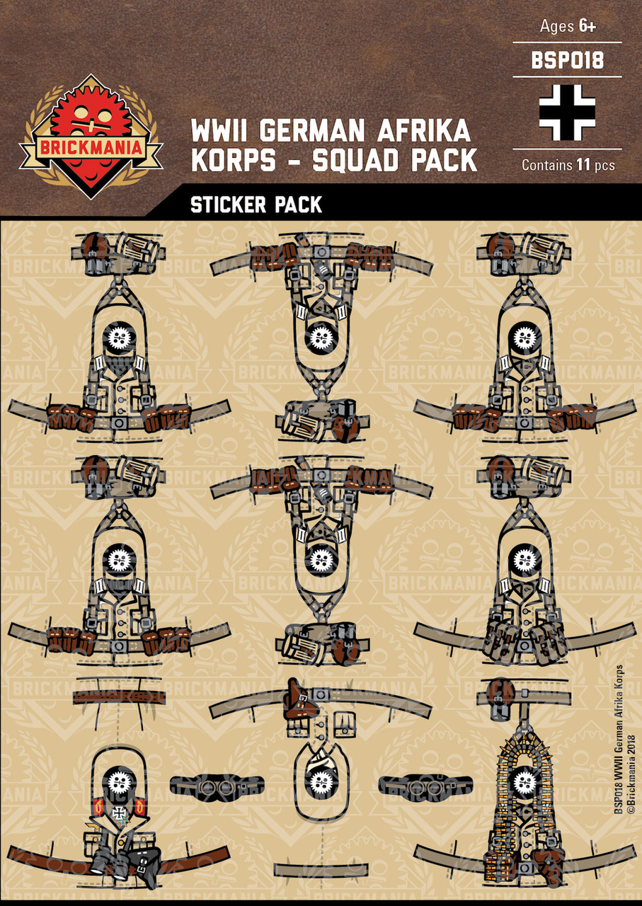 WWII German Afrika Korps - Squad Pack - Stickers - Brickmania Toys