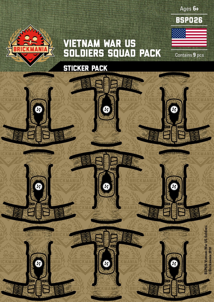 Vietnam War US Soldiers - Squad Pack - Stickers - Brickmania Toys