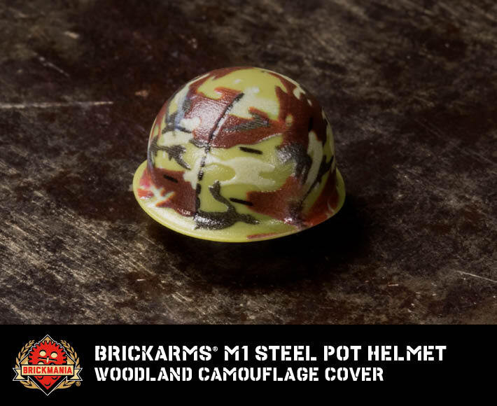 BrickArms® M1 Steel Pot Helmet - Woodland Camouflage Cover