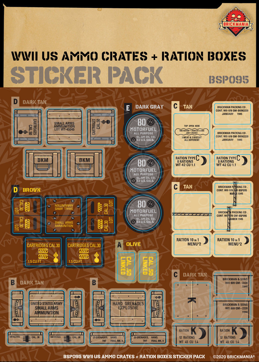 WWII US Ammo Crates and Ration Boxes - Sticker Pack