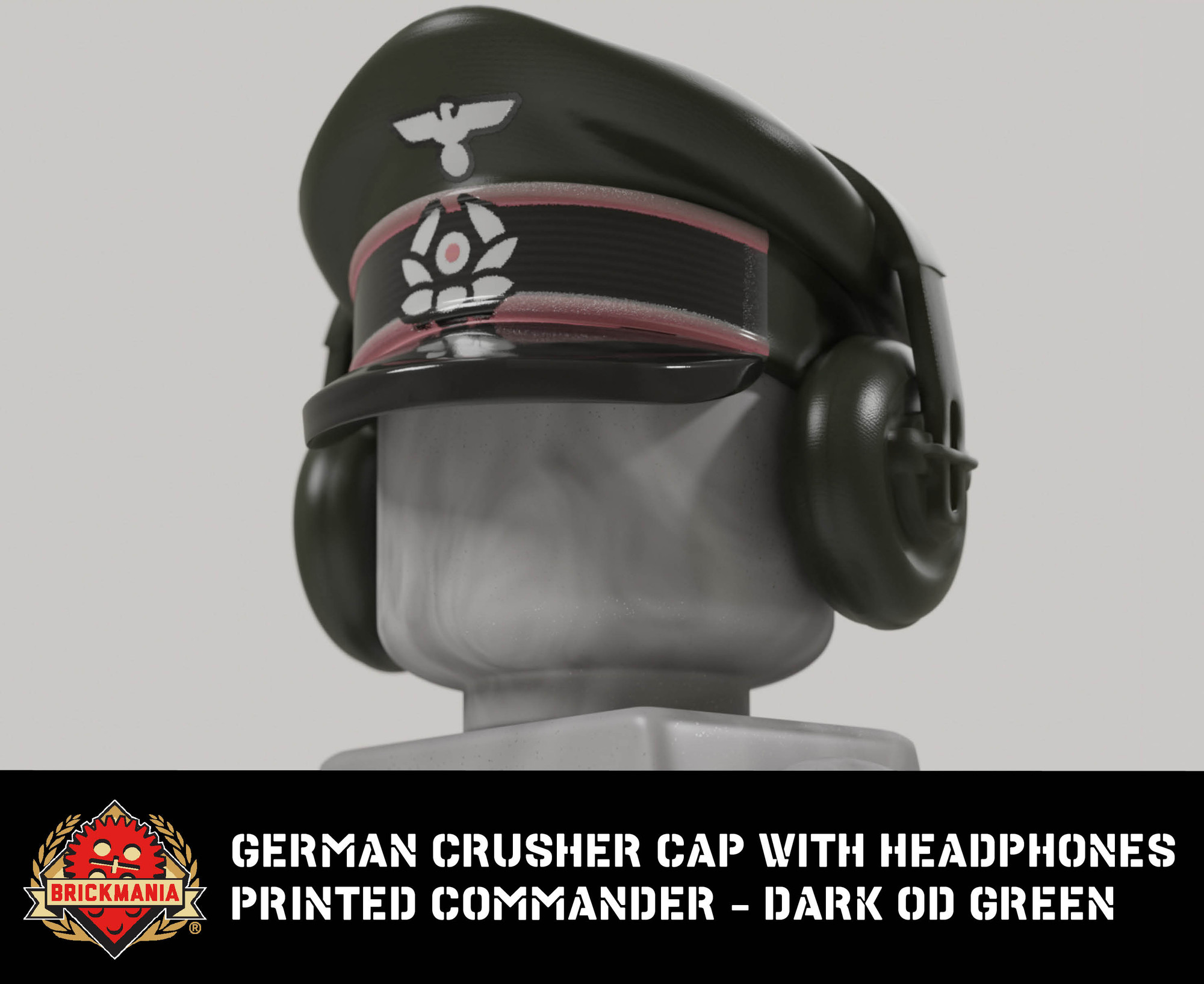 German Crusher Cap with Headphones – Dark OD Green (Printed