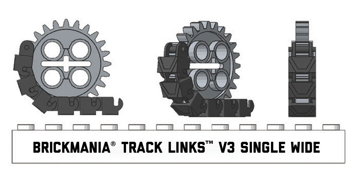 Brickmania® Track Links™ V3 - Chevron Single Wide - Black - x150