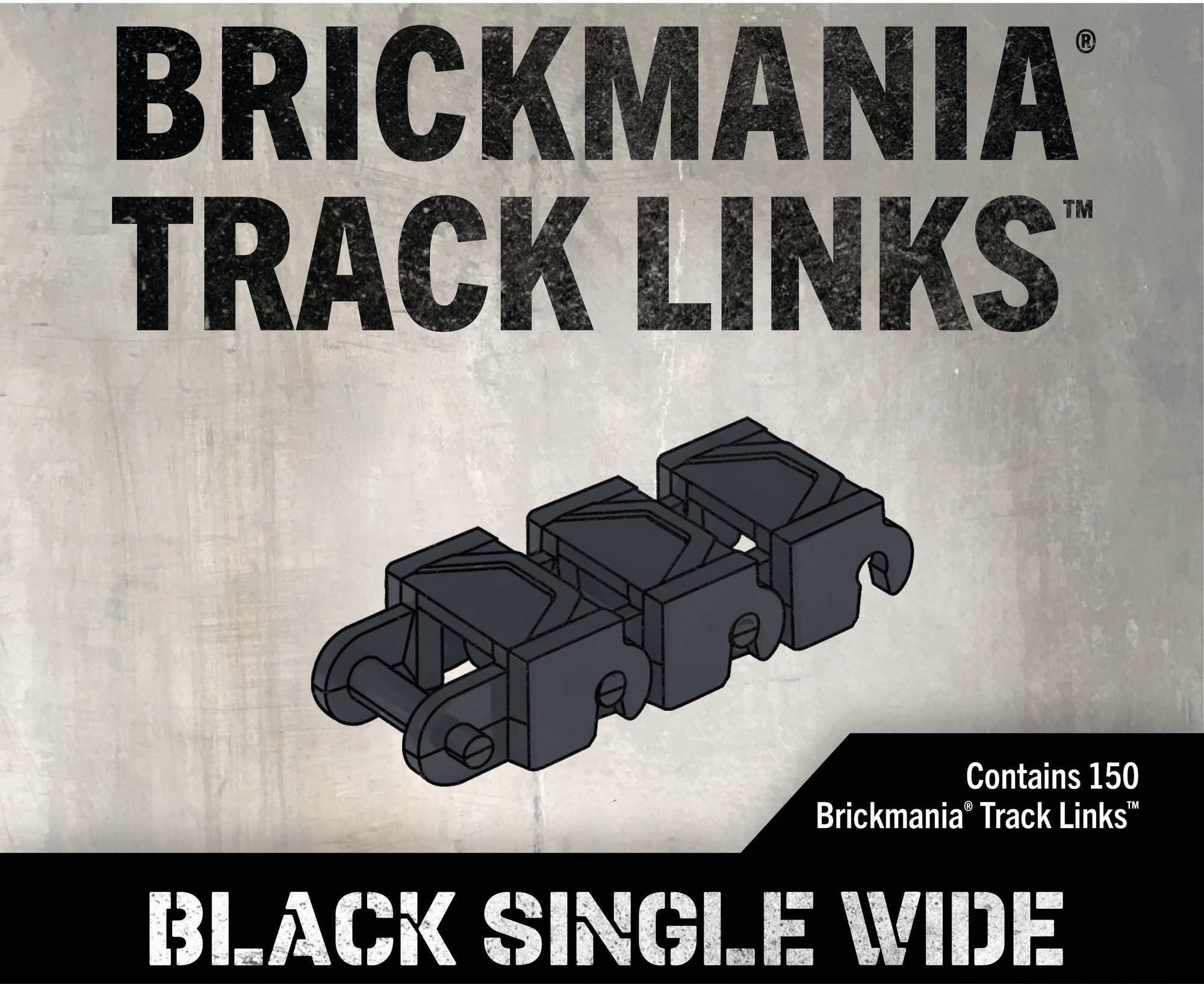 Brickmania® Track Links™ V3 - Chevron Single Wide - Black - x150