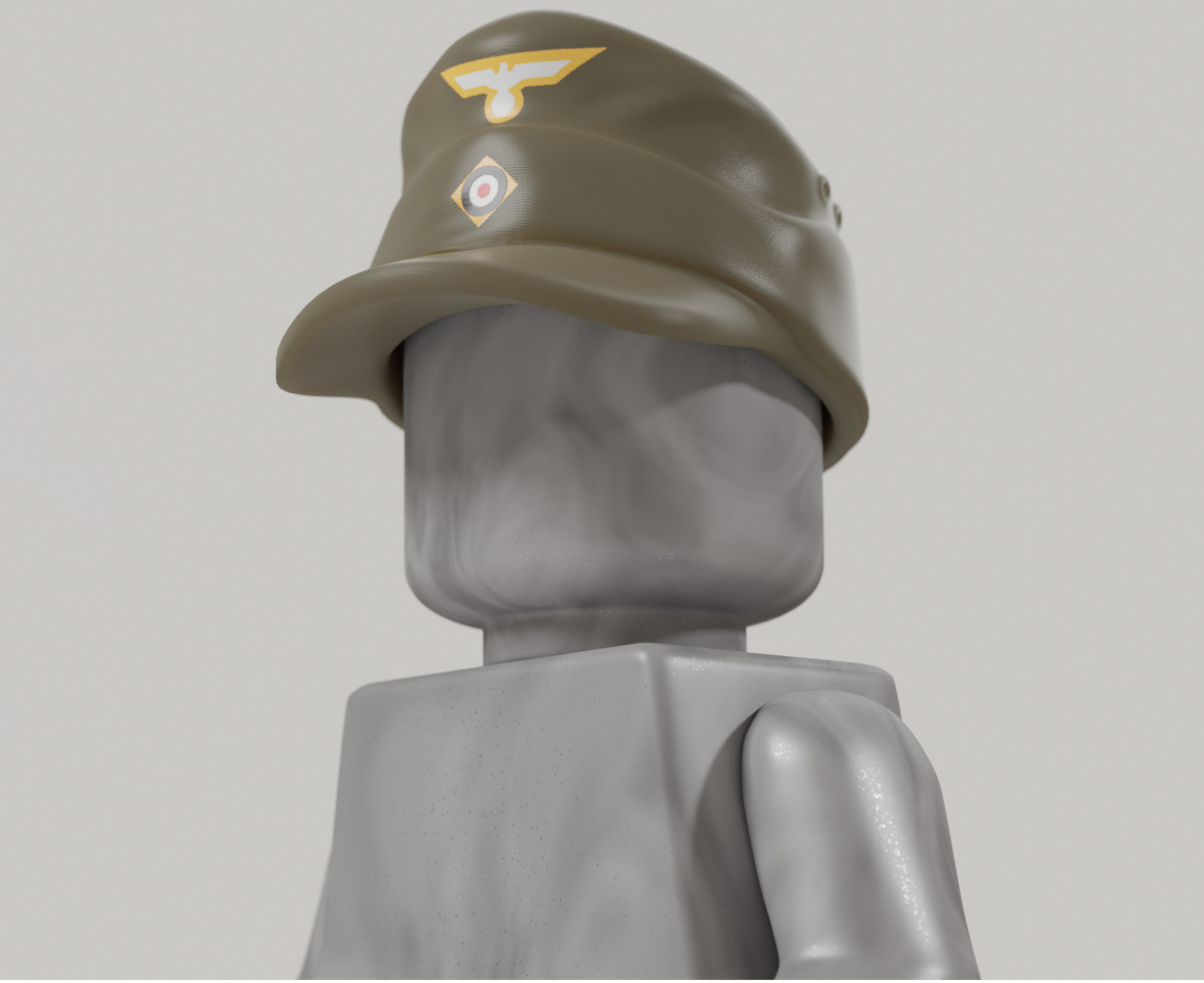 WWII German Tropical Field Cap - (Printed, DAK Roundel & Eagle)