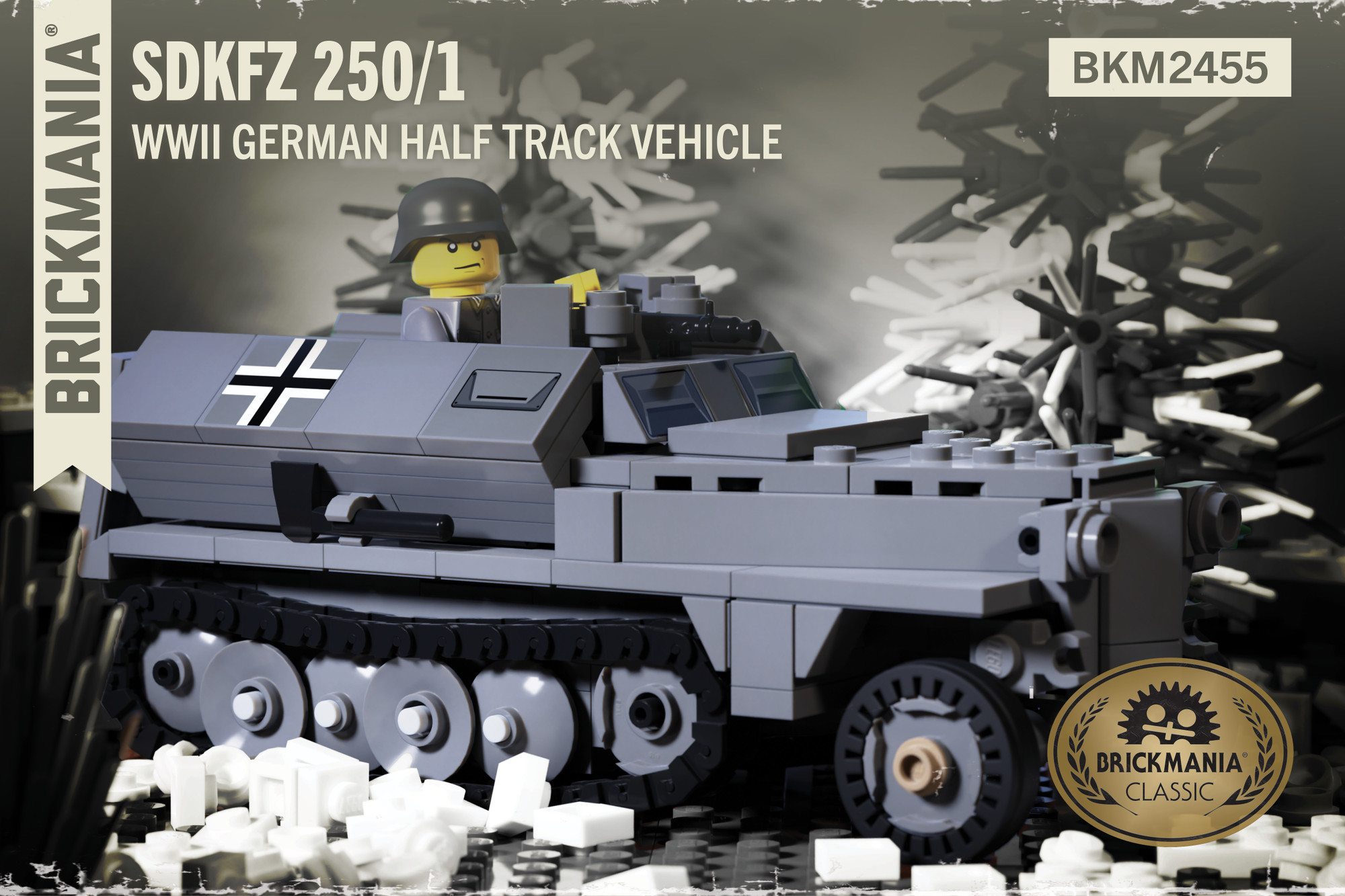 SdKfz 250/1 – WWII German Half Track Vehicle - Brickmania Classic Series