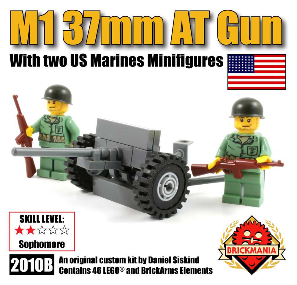 M3 37mm Anti-Tank Gun with Two US Marines Minifigs - Brickmania Toys