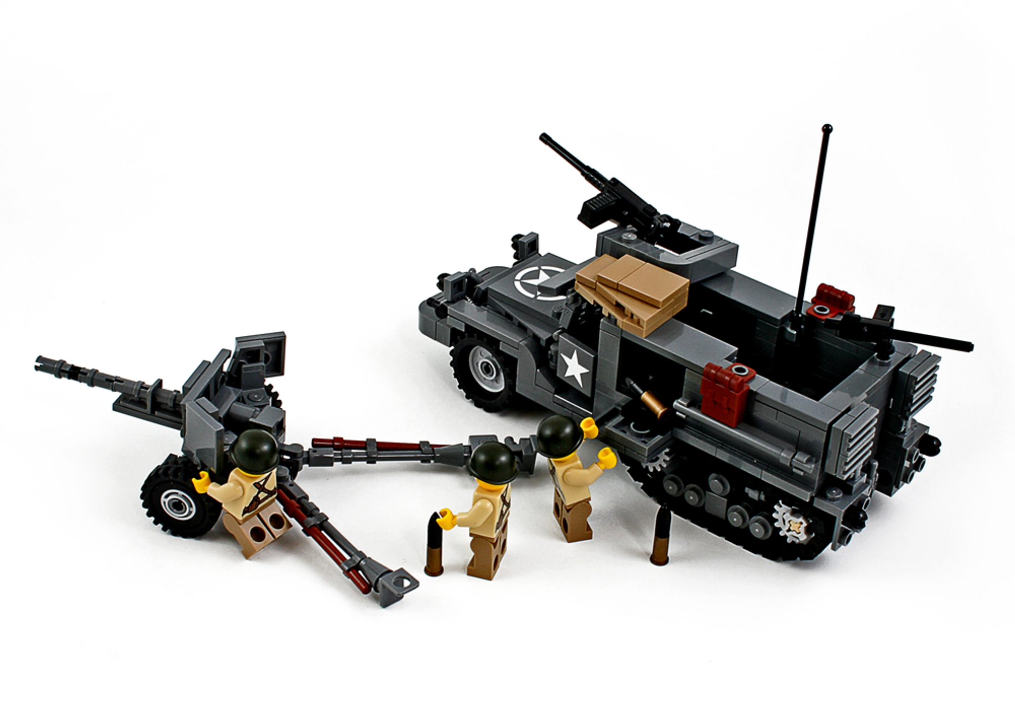 57mm M1 WW2 US AT-Gun World War2 Custom Set made w/ real LEGO® bricks
