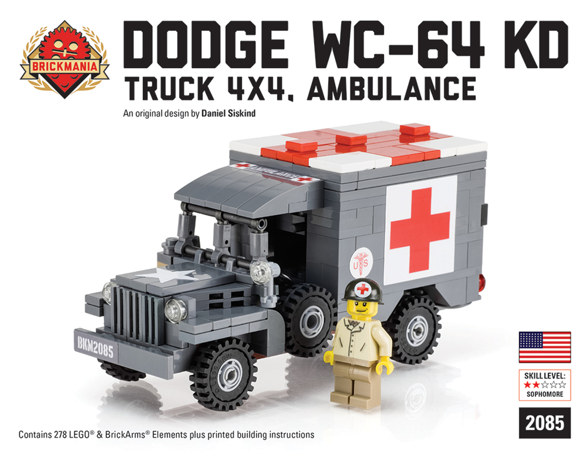 US Jeep Dodge WC 51 aus LEGO® Steinen. Leichter WW2 Truck der US Armee