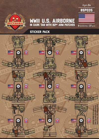 WWII US Airborne in Dark Tan with 82nd Arm Patch - Stickers