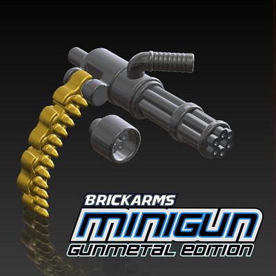 BrickArms® Minigun with Bullet Chain - Gunmetal