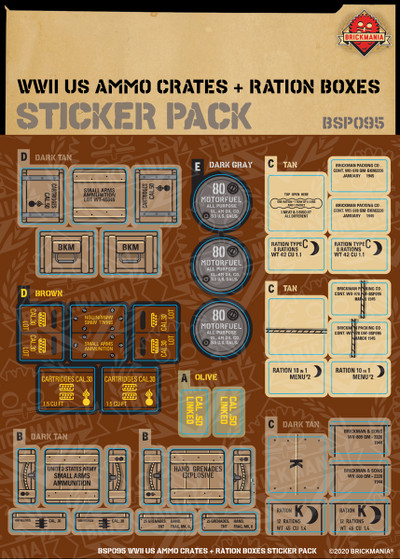 WWII US Ammo Crates and Ration Boxes - Sticker Pack