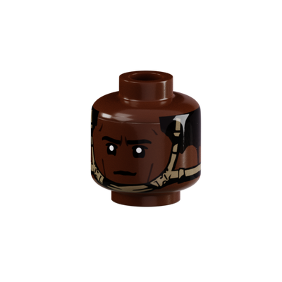 Minifig Head with Fast Helmet Straps Male - Reddish Brown