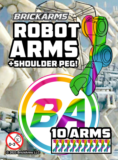 BrickArms® Robot Arms with Shoulder Peg (10 Arms) - WACKY