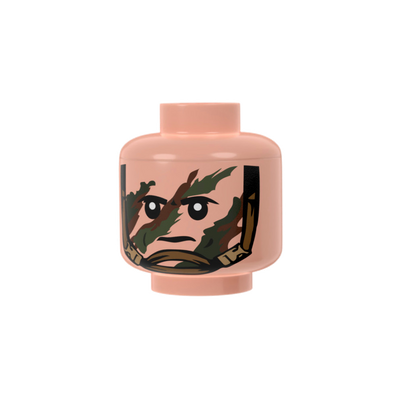 Minifig Head with Fast Helmet Straps & Camouflage